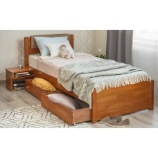 Ліжко дерев'янеЛІКА (ЛЮКС С М'ЯКОЮ СПИНКОЮ ТА ЯЩИКАМИ) 160x200 Горіх