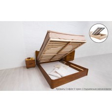 Ліжко дерев'яне СОФІЯ V (З ПІДЙОМНИМ МЕХАНІЗМОМ) 160x200 Горіх
