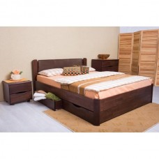 Ліжко дерев'яне СОФІЯ V (ПРЕМІУМ З ЯЩИКАМИ) 160x200 Горіх