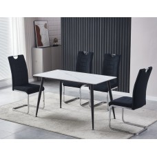 Обідній керамічний стіл TM-100 білий мармур + чорний