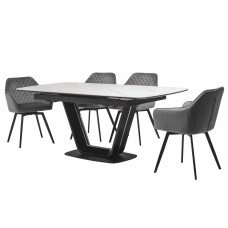 Керамічний стіл TML-870 білий мармур + чорний