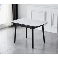 Керамический стол TM-87-1 белый мрамор + черный