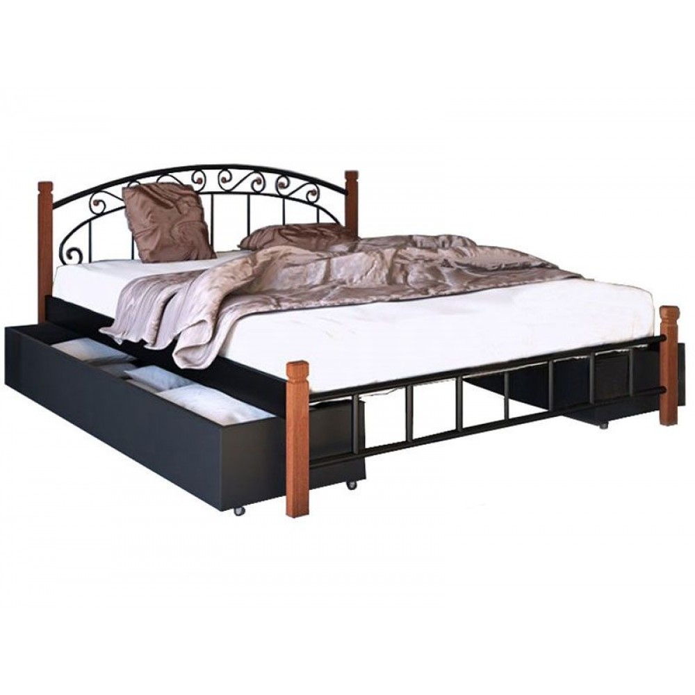Кровать металлическая АФИНА (деревянные ножки)