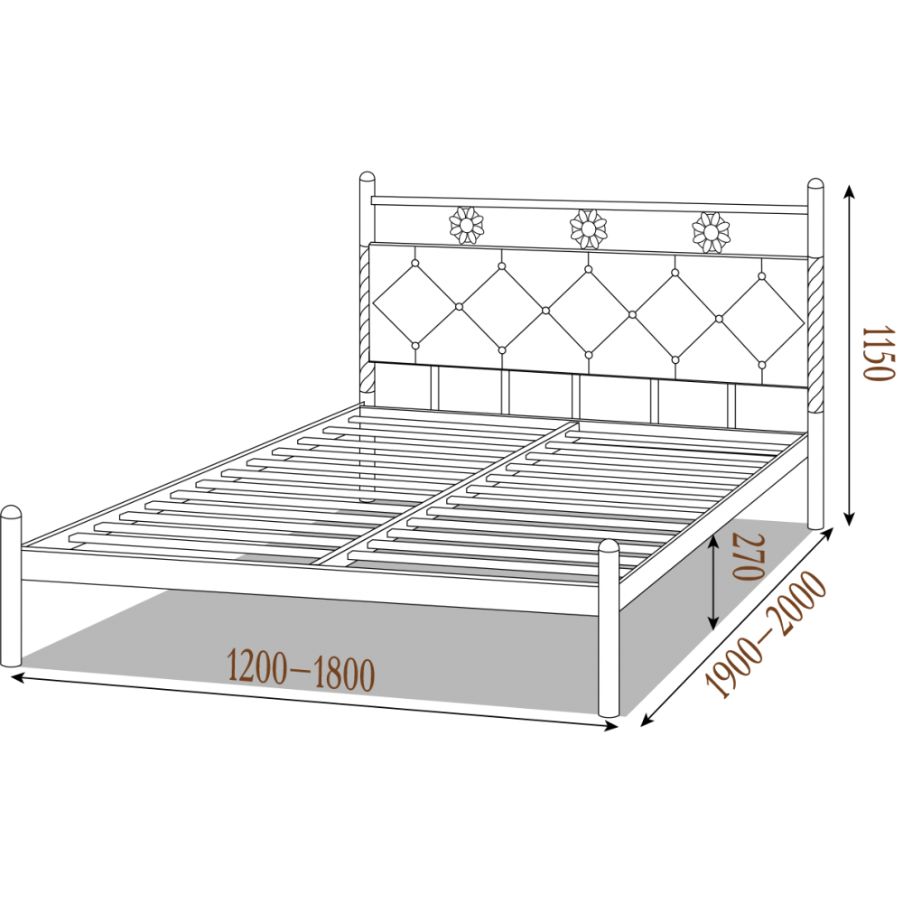Кровать металлическая БЕЛЛА