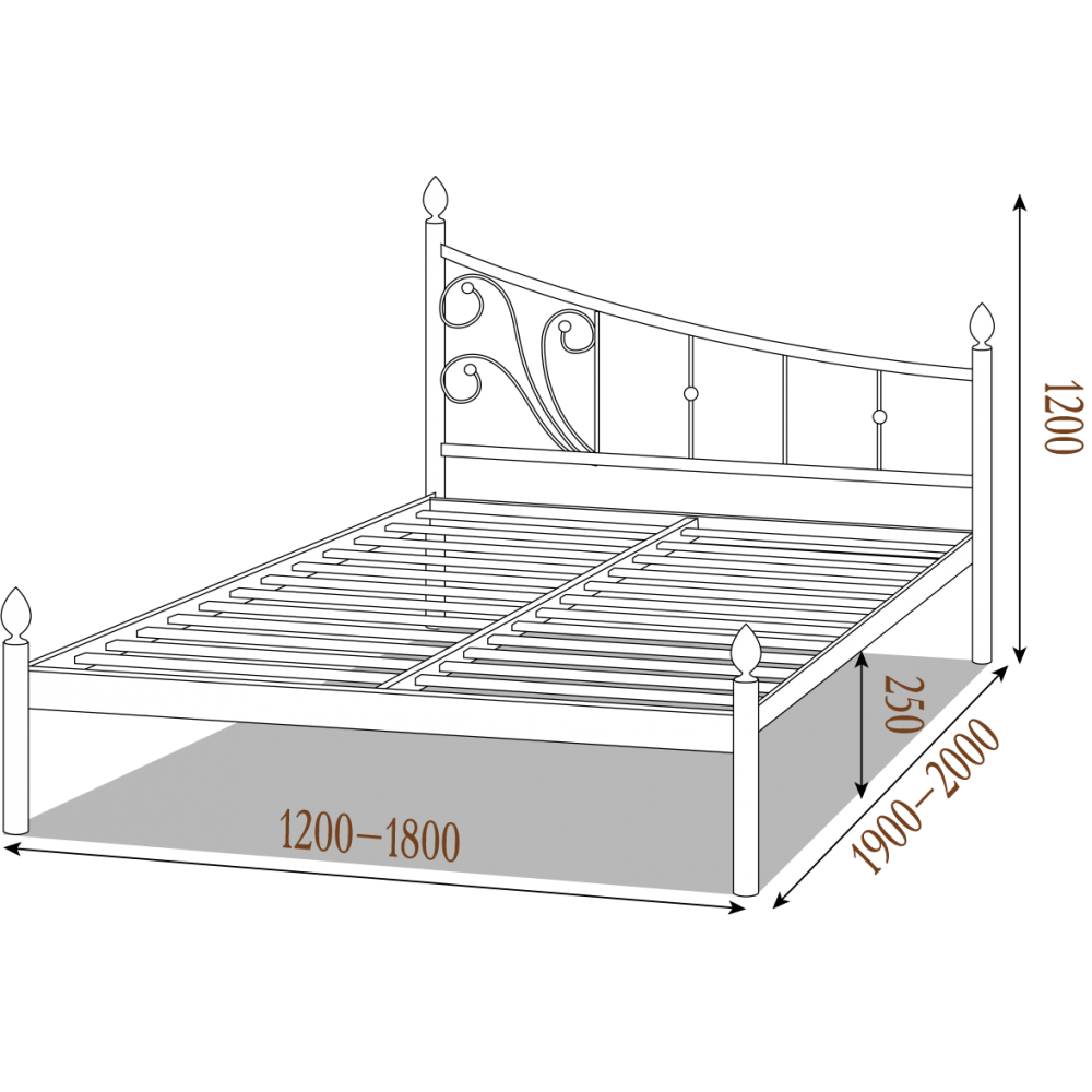 Кровать металлическая КАЛИПСО